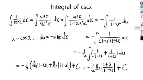 integral of cscx proof